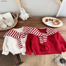 ÁO LEN KÈM KHĂN BÉ GÁI-Giá sỉ  sz 90-150 : 157k sz 160-170 : 175k