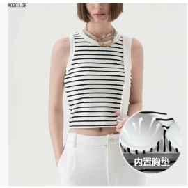 ÁO KẺ KÈM ĐỆM NGỰC CANVAUS  - sỉ 210k