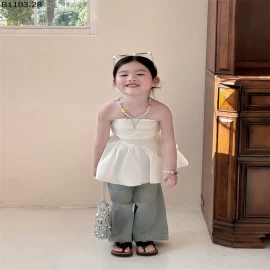 SET ÁO QUÂY XÒE EO MIX QUẦN JEAN LOE BÉ GÁI sỉ 330k