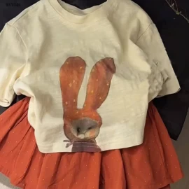 SÉT VÁY THỎ CAM 2 CHI TIẾT-Giá sỉ áo 120k, cv 150k