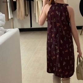 VÁY CỔ YẾM HỌA TIẾT RETRO BG -Giá sỉ 183k