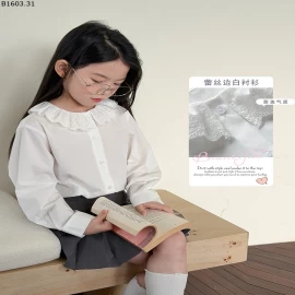 Áo sơ mi kiểu dáng đồng phục học sinh Elmo cho bé gái  NHÀ AMBB  giá sỉ  sz 100-150 : 160k sz 160 : 173k sz 170 : 186k