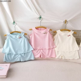 BỘ HÈ CỔ YẾM BÉ GÁI sz 80-110: 80k  sz 120-140: 90k