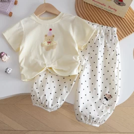 SET ÁO GẤU QUẦN CHẤM BI CHO BG sỉ 126k