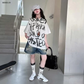 ÁO PHÔNG CHỮ & QUẦN JEAN RÁCH SZ ĐẠI -Giá sỉ  Quần#159k Áo #175k