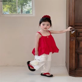 SET ÁO 2 DÂY ĐỎ MIX QUẦN TRẮNG sỉ 335k