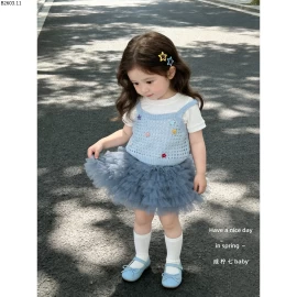 SÉT VÁY TUTU XANH 3 CHI TIẾT  sỉ áo trắng: 95k  áo 2 dây: 133k chân váy: 170k