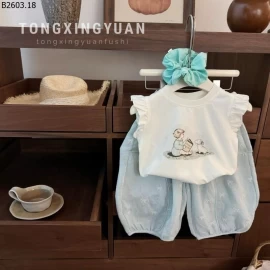 SET ÁO SÁT NÁCH MIX QUẦN NƠ CHO BG sỉ 136k