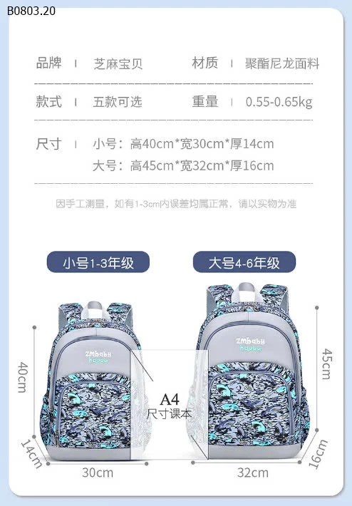 BA LÔ ZM BABY CAO CẤP CHO BÉ-sỉ Sz to : 190k            Sz nhỏ : 180k