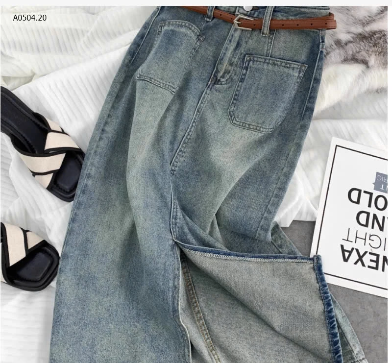 CHÂN VÁY JEAN XẺ TRƯỚC DÁNG DÀI NỮ-sỉ 149k