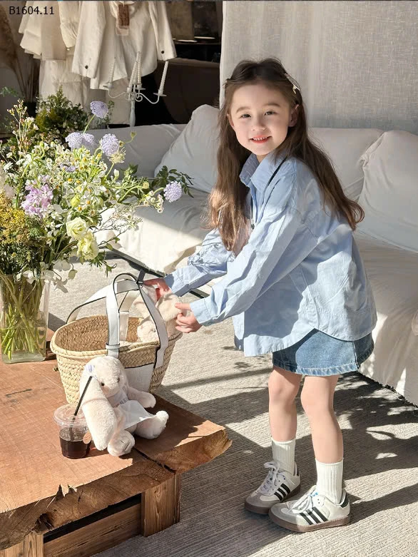 ÁO SƠ MI TRƠN CHO BÉ GÁI AMBB KIDS- sỉ 153k