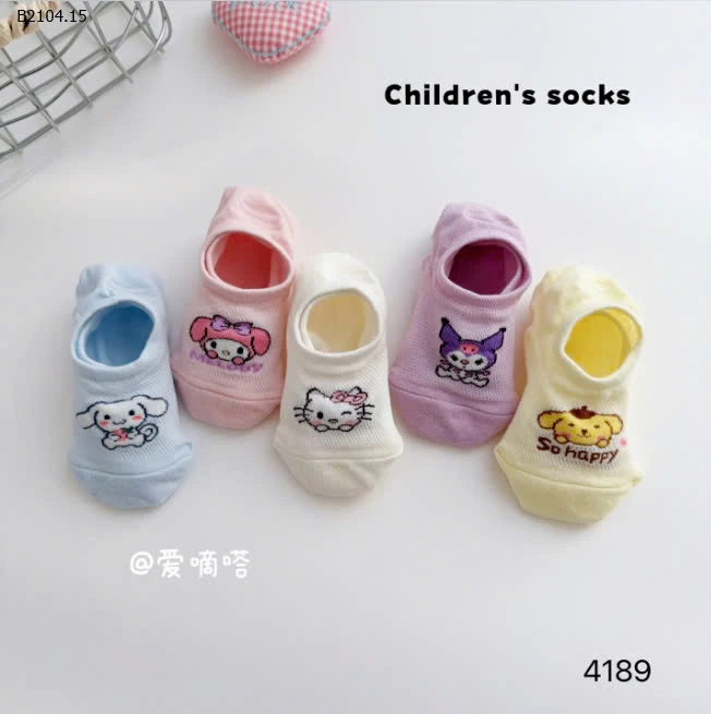 SET 5 ĐÔI TẤT THOÁNG KHÍ CHO BÉ-sỉ 64k/set 5 đôi mix màu