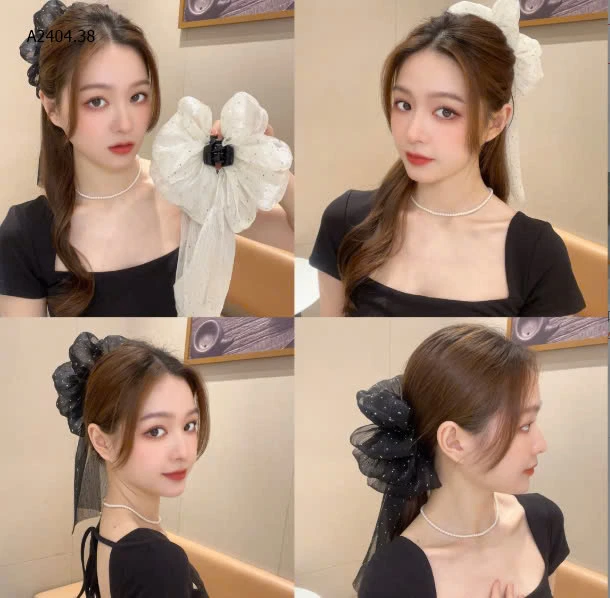 KẸP MÂY CHẤM BII -sỉ 44k/set 2c mix màu