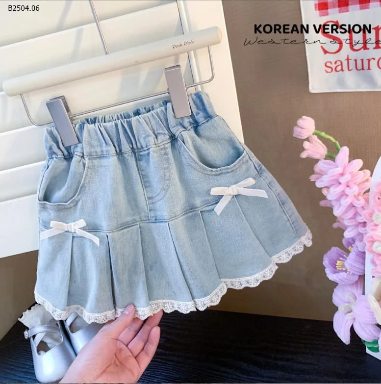 CHÂN VÁY JEANS NƠ BÉ GÁI-sỉ 120k