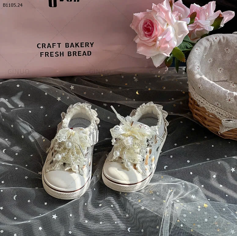 GIÀY CÔNG CHÚA BG ĐẾ BẰNG REN BE-sỉ Sz 16-19 : 285k           Sz 22-25 : 308k 