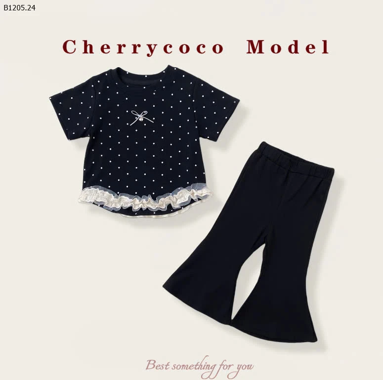 Bộ đồ mùa hè CHERRYCOCO họa tiết chấm bi BG- giá sỉ như sau :  áo 123k/c  Quần 112k/c