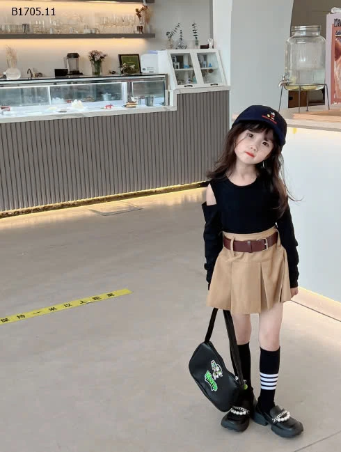 SÉT CHÂN VÁY CHỮ A MIX ÁO ĐE HỞ VAI -sỉ Áo : 117kk           Cv : 148k 