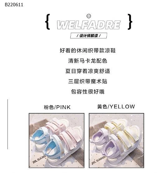 DÉP SANDAL PHỐI MÀU CHO BÉ-Sỉ sz 26-30:142k Sz 31-36: 151k