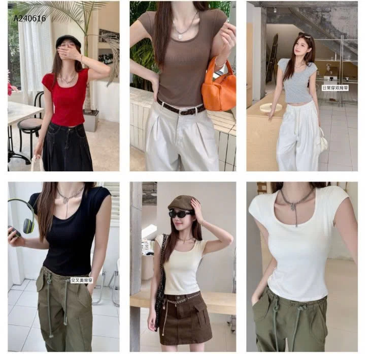 ÁO THUN TAY NGẮN KÈM ĐỆM NGỰC ABBY&CONNIE - sỉ 120k