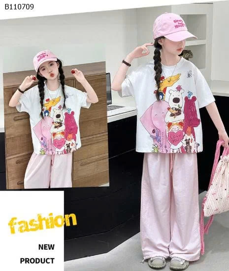 ÁO DỄ THƯƠNG MIX QUẦN HỒNG-Sỉ giá áo và quần bằng giá : 135k/c