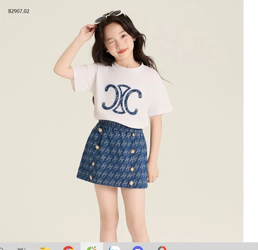 SET ÁO PHÔNG MIX CHÂN VÁY BÉ GÁI - Sỉ giá áo sz 100-160: 169k; sz 170:179k/ cv sz 100-160: 239k; sz 170: 259k