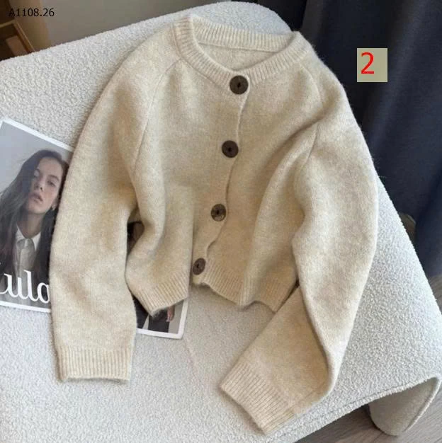 Áo khoác cardigan dệt kim ngắn cổ tròn KANING -Sỉ 167k