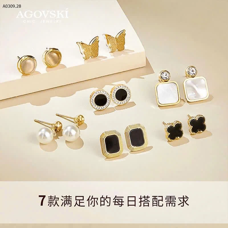 SET KHUYÊN TAI CHÍNH HÃNG AGOVSKI- sỉ 245k/set 7 món