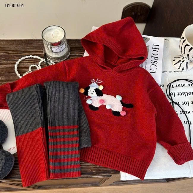 SET LEN MŨ PHỐI QUẦN LEGGING CHO BÉ-Giá sỉ 297k
