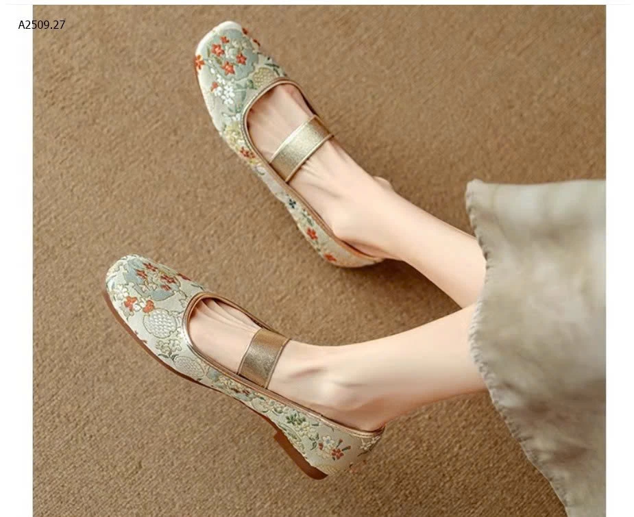  GIÀY BÚP BÊ THỔ CẨM PHỐI DÂY VÀNG-Giá sỉ 145k