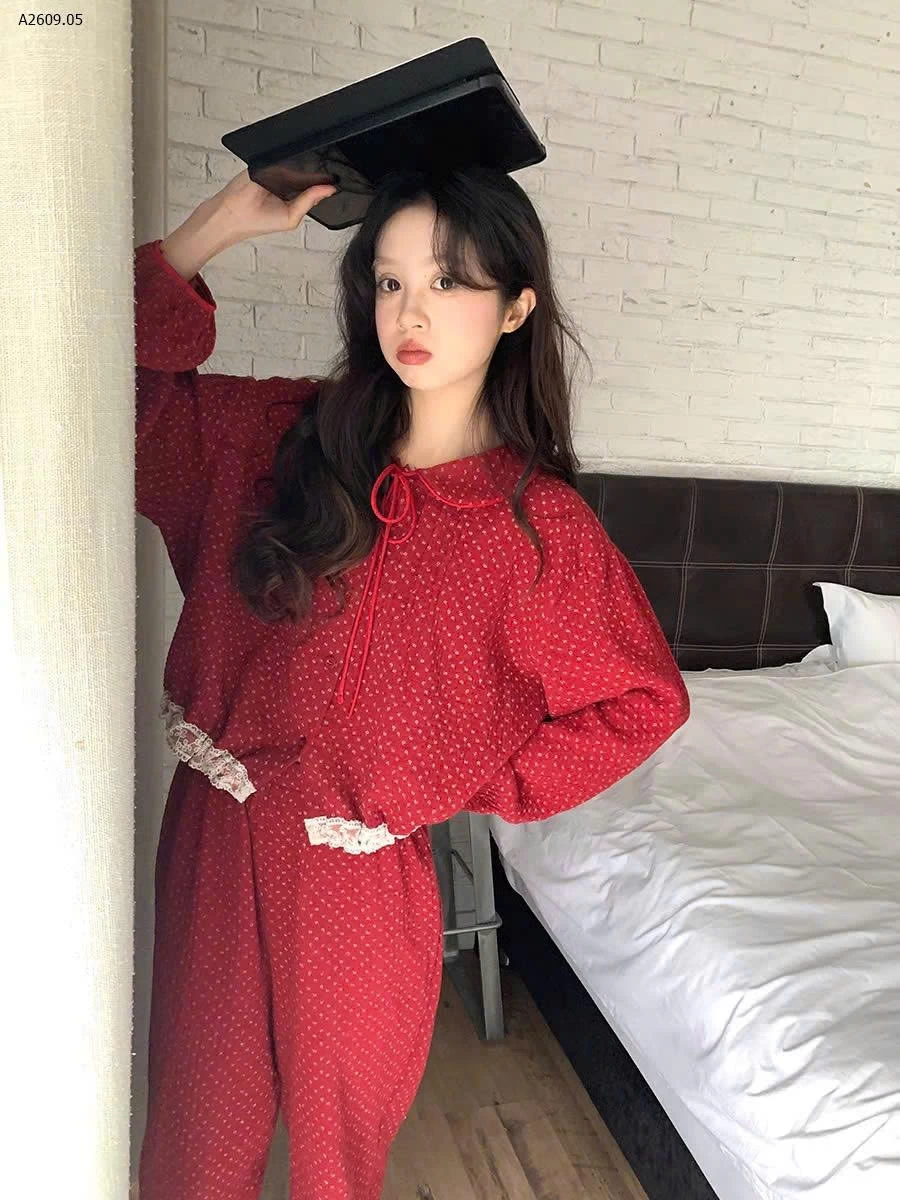 PIJAMA HOA NHÍ ĐỎ muslin nội địa Trung- sỉ 126k