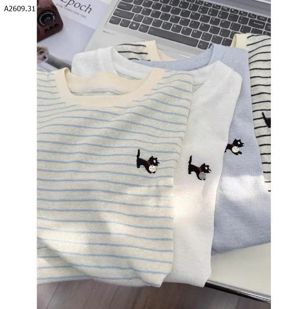 ÁO PHÔNG NỮ SỢI TRE THÊU MÈO  - sỉ 122k