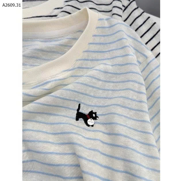 ÁO PHÔNG NỮ SỢI TRE THÊU MÈO  - sỉ 122k