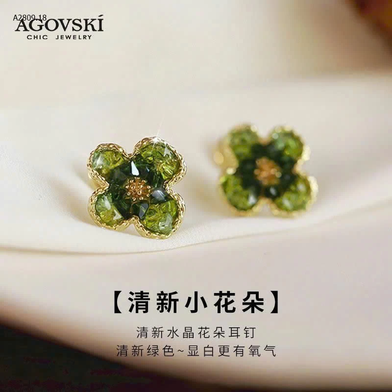 Bông tai hoa bạc Agovski chính hãng- sỉ 96k