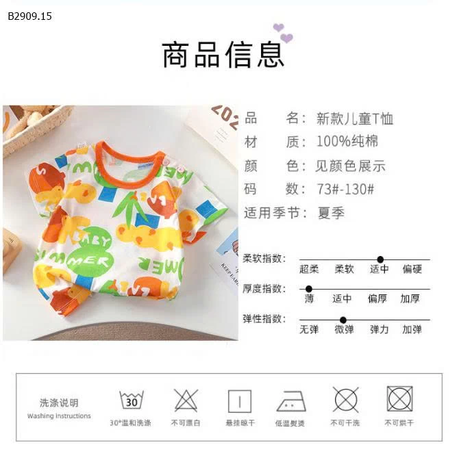 Áo thun cotton ngắn tay kiểu mới cho bé - sỉ giá  size 73-100 giá 39k size 110-130 giá 48k