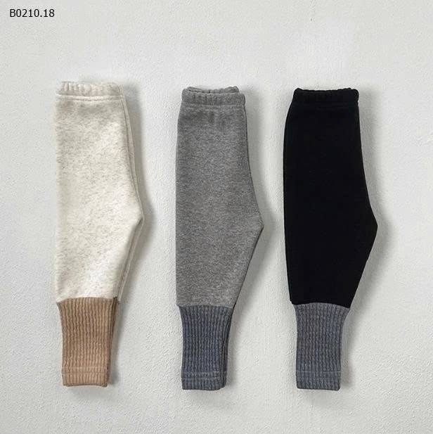 Quần legging vải nhung chắp vá xuân thu Hàn Quốc cho bé - sỉ 107k