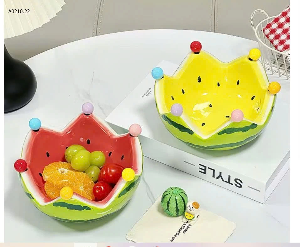 Bát dưa hấu sứ- Giá sỉ 155k set ( gồm 1 bát + 6 nĩa ăn hoa quả )