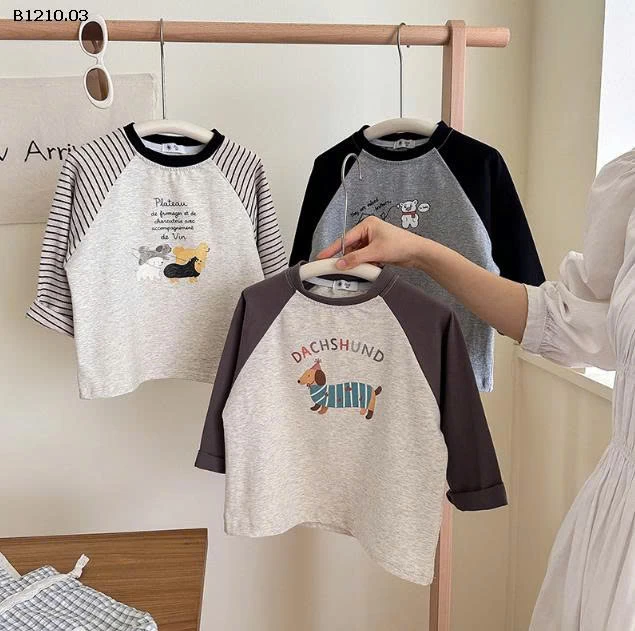 ÁO THUN DÀI TAY HỌA TIẾT CHÓ DACHSHUND -Giá sỉ 89k