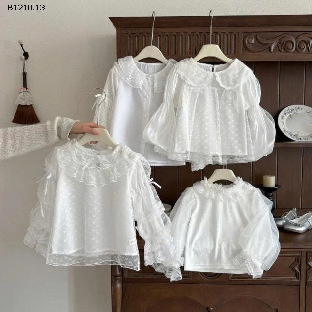 ÁO SƠ MI PHỐI REN LƯỚI CHO BÉ GÁI  - sỉ 130k