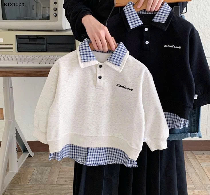 Áo nỉ phối sơ mi kẻ caro-Giá sỉ 152k