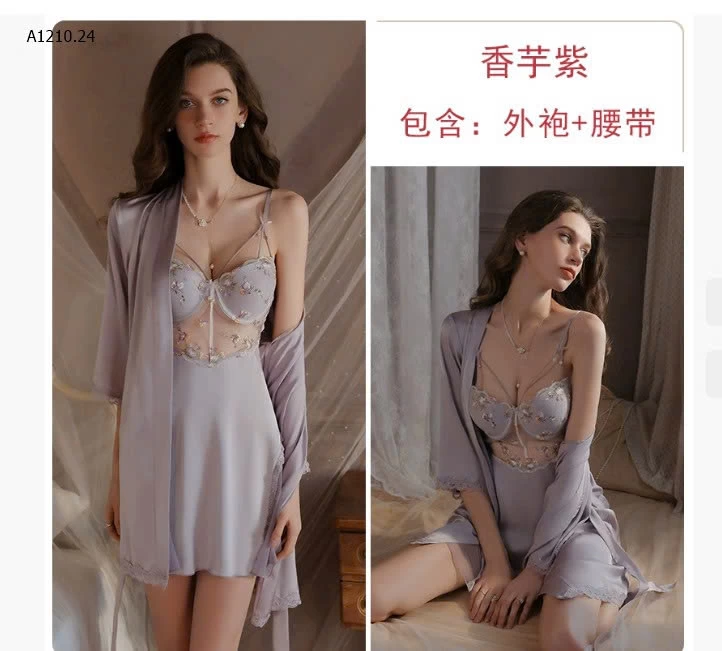 đồ ngủ nữ - Giá sỉ 280k/1 set Áo choàng + váy ngủ