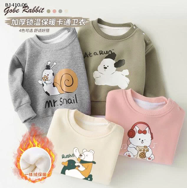 Áo nỉ giữ ấm bé trai bé gái thu đông cute -Giá sỉ 88k