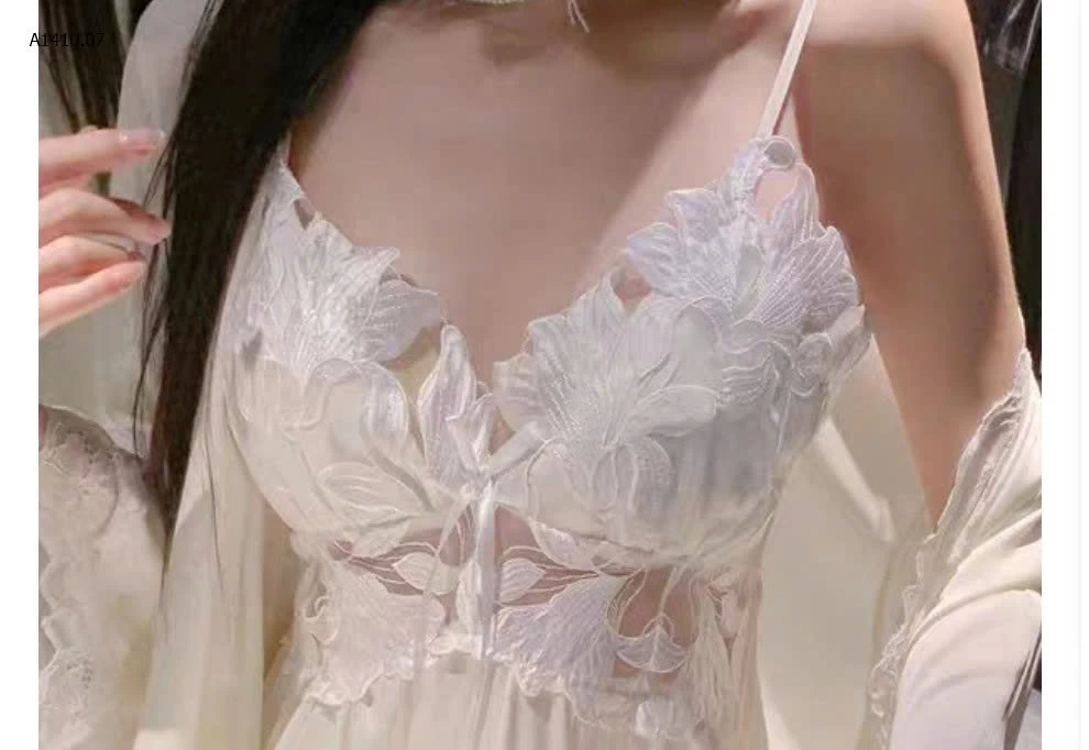 SET VÁY NGỦ 2 DÂY KÈM ÁO CHOÀNG- sỉ 295k