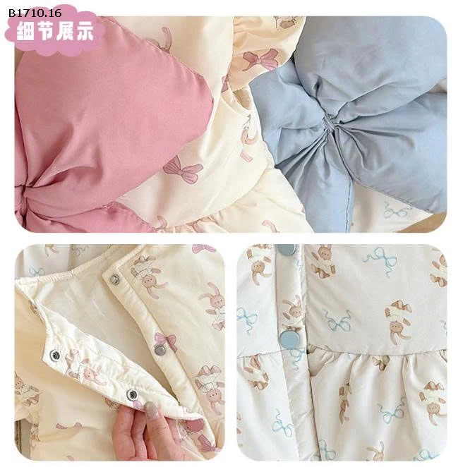  Áo khoác phao  nơ lưng cho bé -Giá sỉ 120k