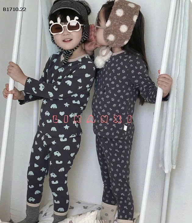 Bộ đồ ngủ chất liệu cotton Lycra mặc nhà in họa tiết hoạt hình nhà Linaxi - si 129k 