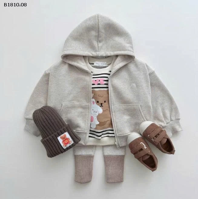 bộ thu đông áo cardigan có mũ trùm đầu- si 174k