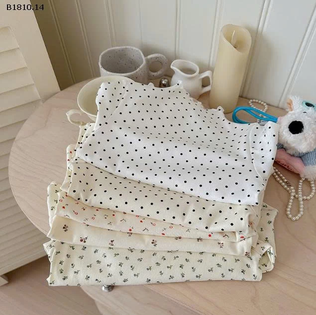 Áo sơ mi ren nơ viền tai gỗ màu trơn cho trẻ em loại A- sỉ giá 89k