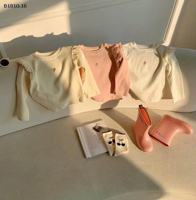 Áo thun dài tay thêu họa tiết tình yêu phong cách Hàn Quốc cho bé- sỉ giá 102k