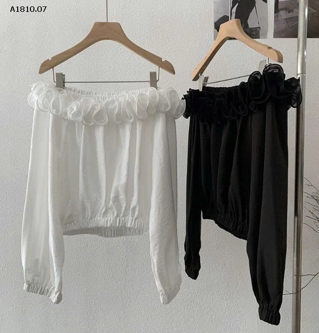 ÁO SƠ MI HỞ VAI PHỐI BÈO -Giá sỉ 203k