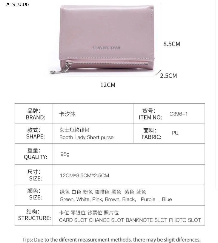  VÍ DA NỮ MINI - sỉ 89k