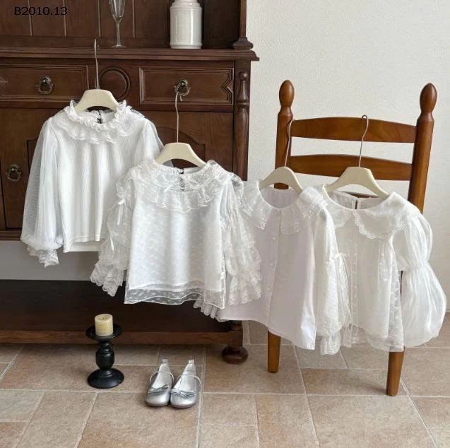 ÁO SƠ MI PHỐI REN LƯỚI CHO BÉ GÁI -Giá sỉ 120k